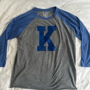 Blue and Gray Kentucky Baseball Style Tee with K Logo